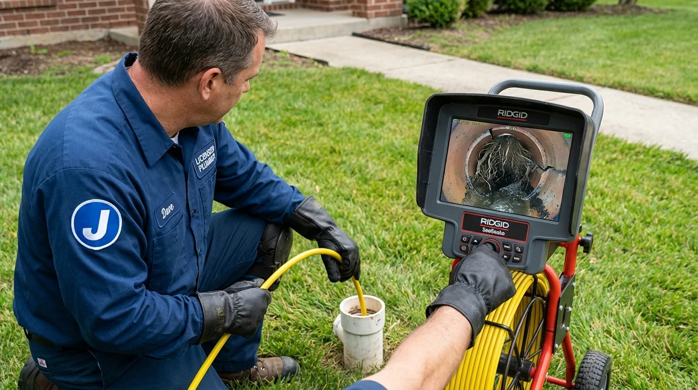 Sewer camera inspection being performed by Johns Plumbing LLC in Frankfort